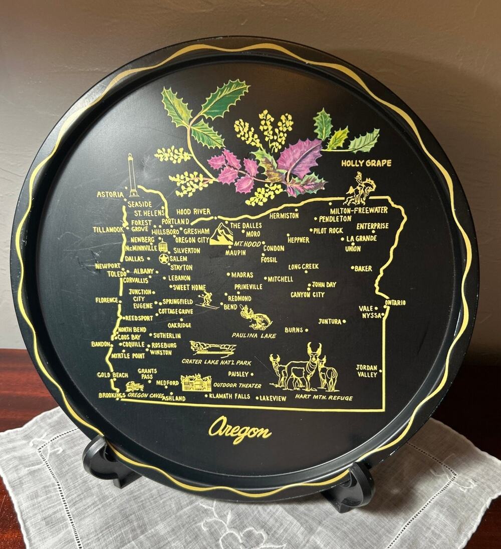Souvenir vintage Oregon metal tray